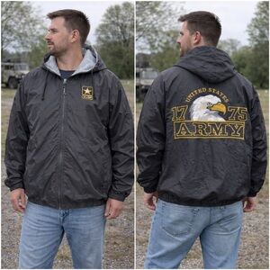 Oarsman US Army Windbreaker Jacket Men’s M American Bald Eagle Hooded